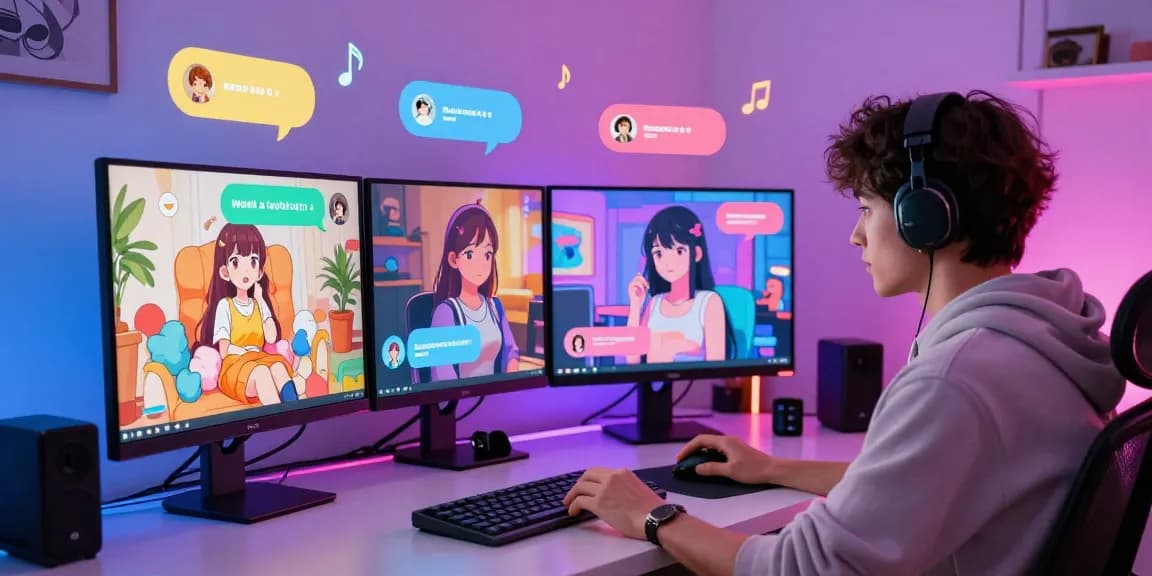 Engaging ai ecchi chat experience showcasing vibrant character interactions on a sleek desktop setup.