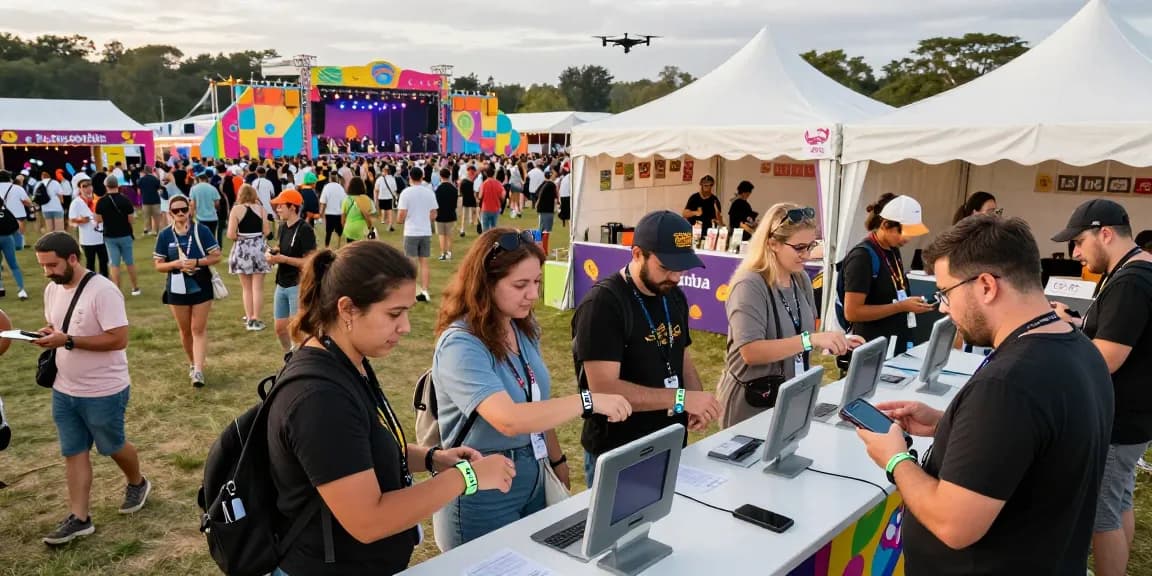 Efficient control de acceso con pulsera con chip at a vibrant festival