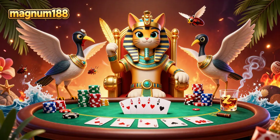 Experience the thrill of magnum188 gambling with vibrant casino elements and Egyptian charm.