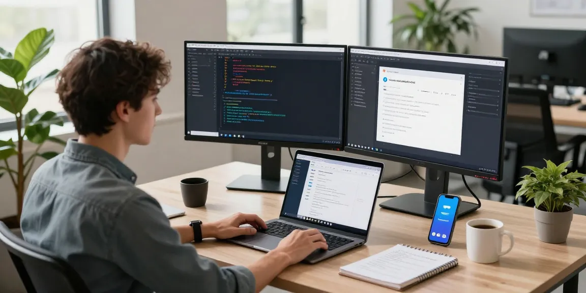Experience seamless Telegram Download in a modern tech workspace with a developer coding.