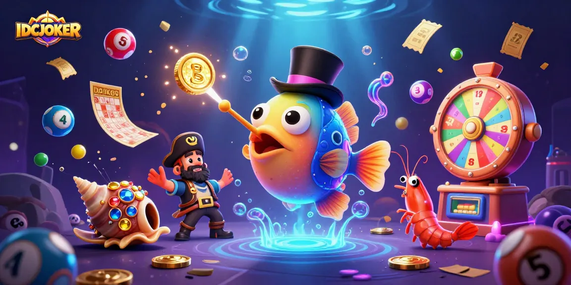 IDCJOKER's dynamic treasure scene featuring a glowing anglerfish and animated lottery elements.