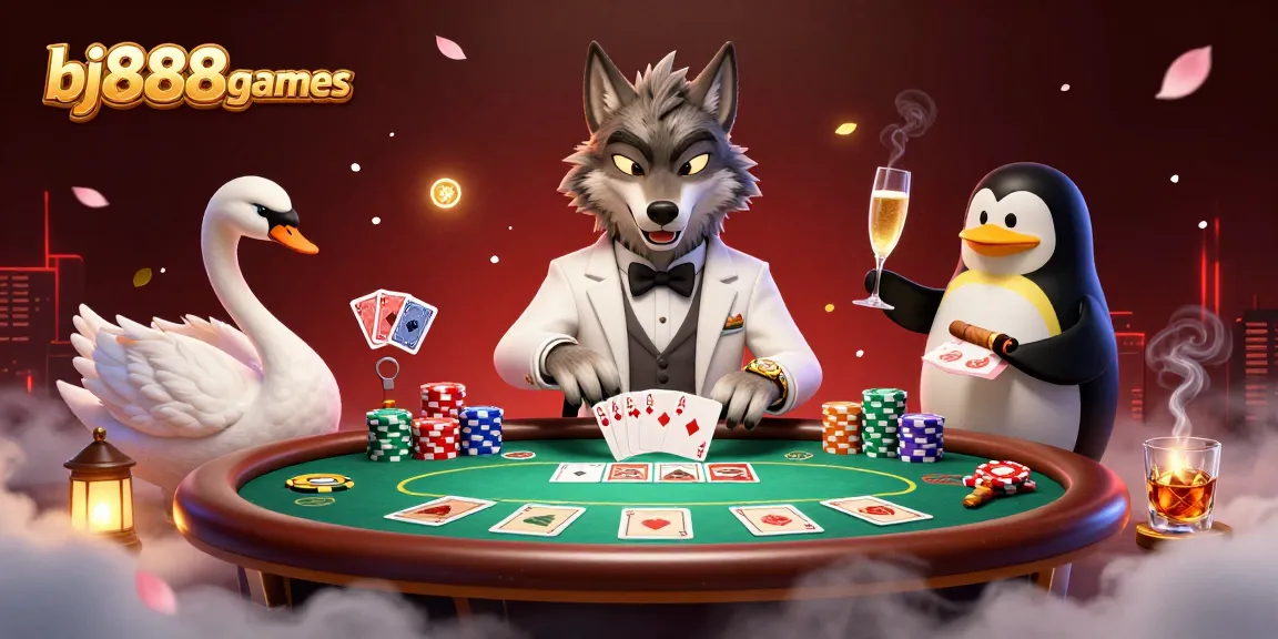 Experience the thrilling bj888games atmosphere with elegant characters at an animated baccarat table.