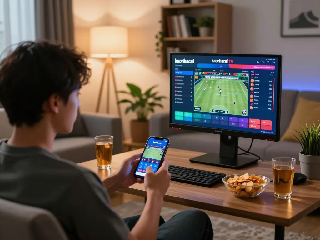 Engaging with keonhacai tv app for live betting in a cozy home setting
