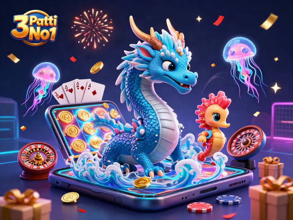 Engage with 3 Patti No1 through an exciting dynamic scene filled with vibrant casino elements.