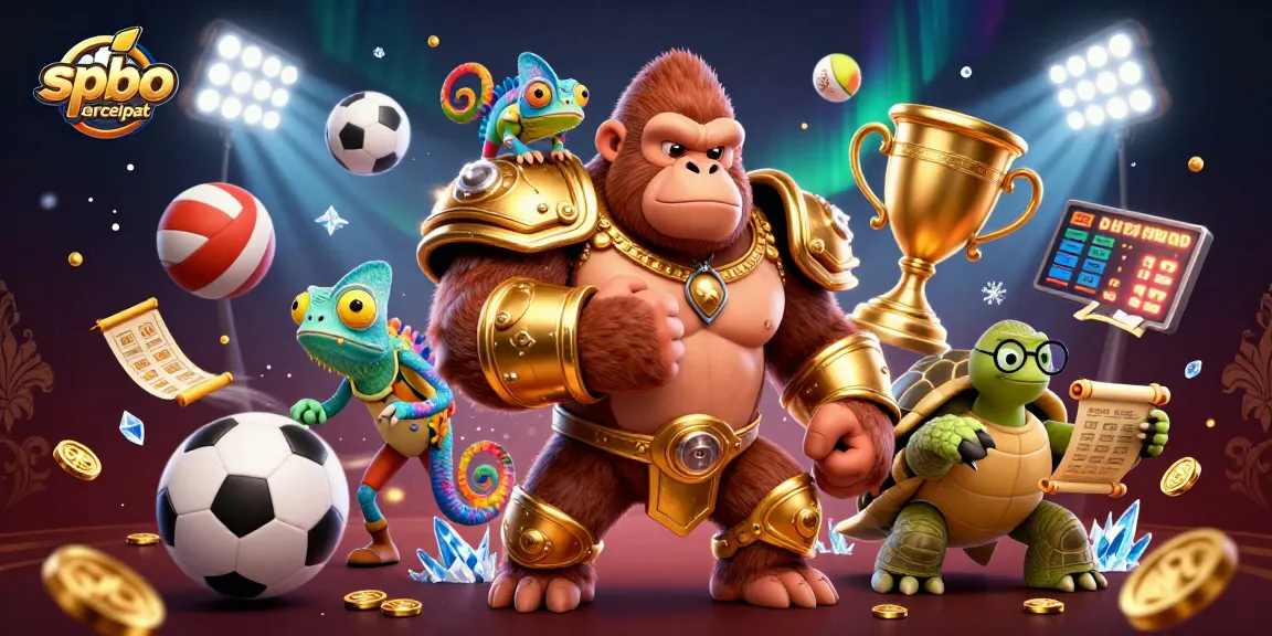 Spbo tercepat showcases an exciting scene of sports betting with vibrant characters and dynamic game elements.