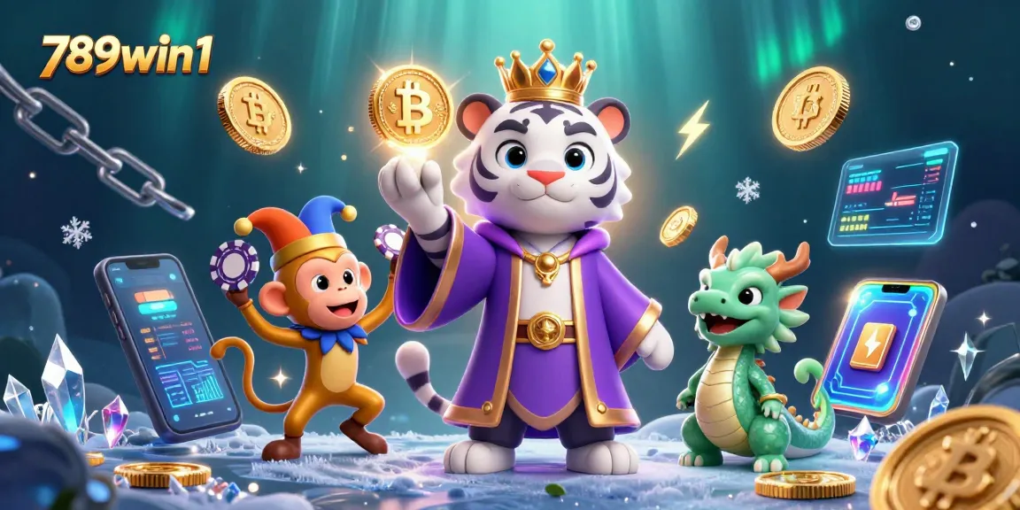 Engage with 789win1's vibrant 3D casino world, featuring a majestic tiger and playful monkey.