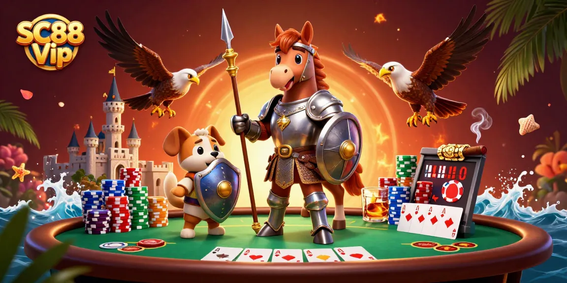 Engage with SC88 Vip as a medieval knight and friends enjoy a rich poker scene.