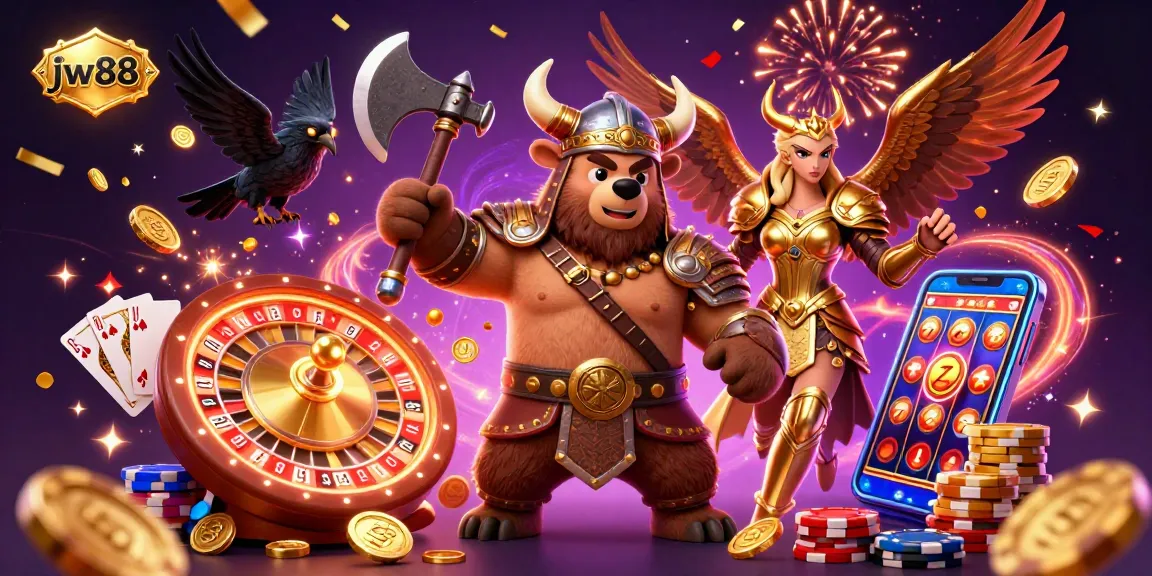 Experience the thrilling ambiance of jw88 with cartoon characters in a vibrant casino scene.