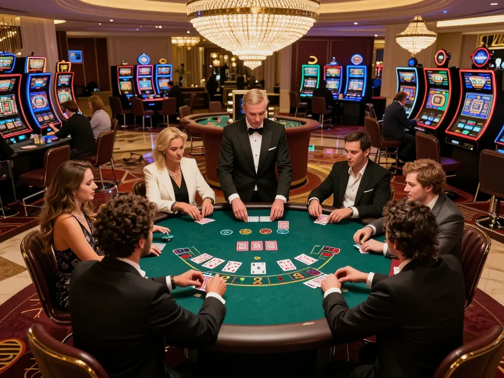 Intense blackjack gameplay at a luxurious casino showcasing gg88 strategy and excitement in a dynamic setting