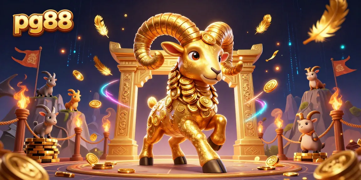 Spin to win with pg88 as a golden ram charges through a dynamic casino scene.