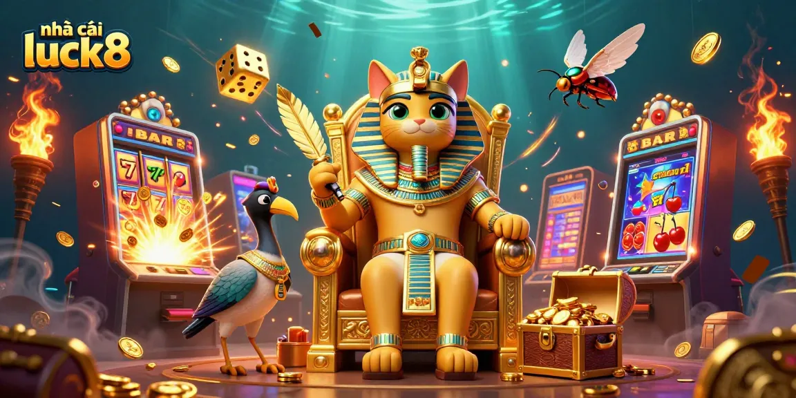 Experience online gaming excitement with nhà cái luck8's vibrant 3D casino illustration showcasing thrilling jackpots.