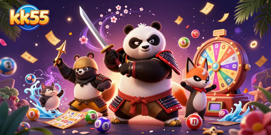 Engage with the thrilling world of kk55 through dynamic casino illustrations showcasing vibrant games and characters.