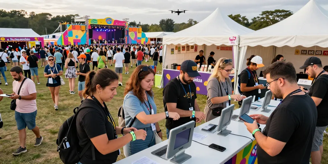 Efficient control de acceso con pulsera con chip at a vibrant festival