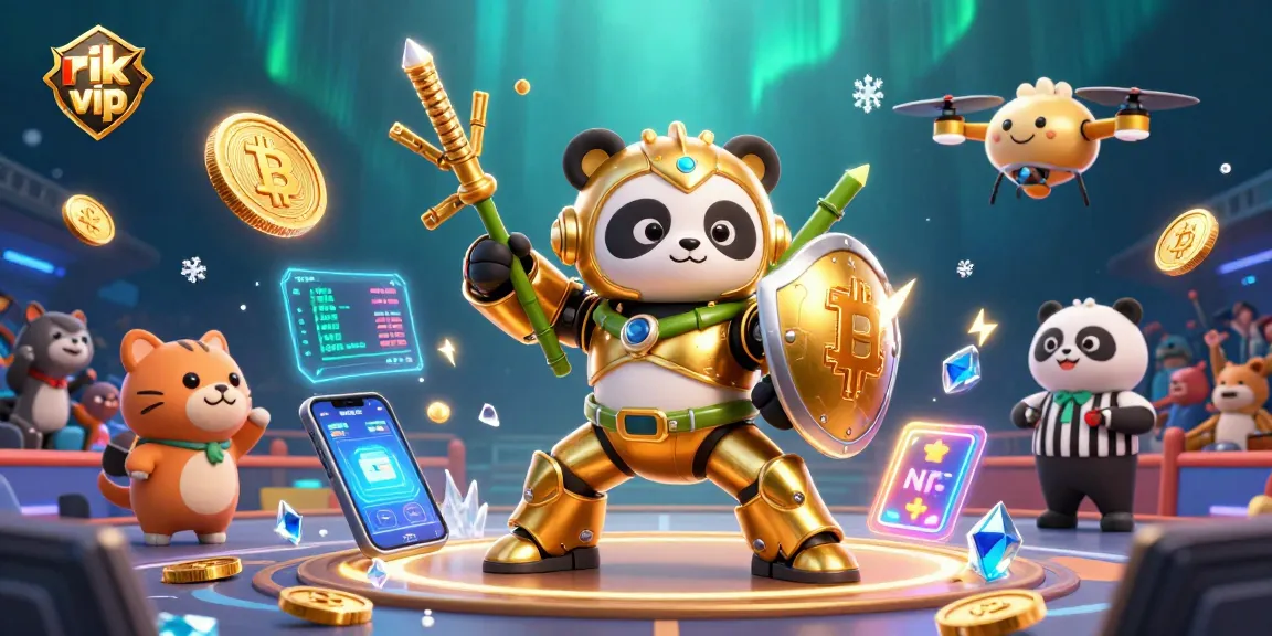 Experience the excitement of rik vip in this dynamic 3D casino illustration filled with game elements.