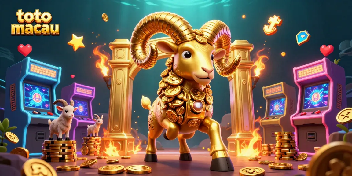 Bermain toto macau dengan ikon jackpot dan elemen hiburan dalam gaya kasino yang mengesankan.