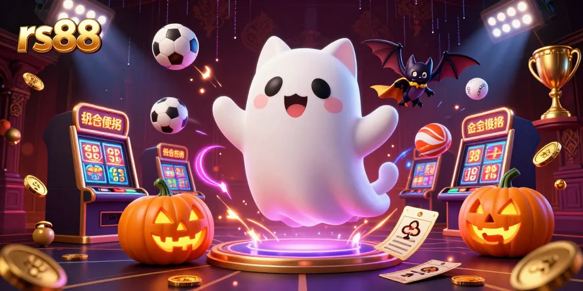 Experience thrilling gaming action with rs88, featuring a friendly ghost cat in a vibrant casino scene.