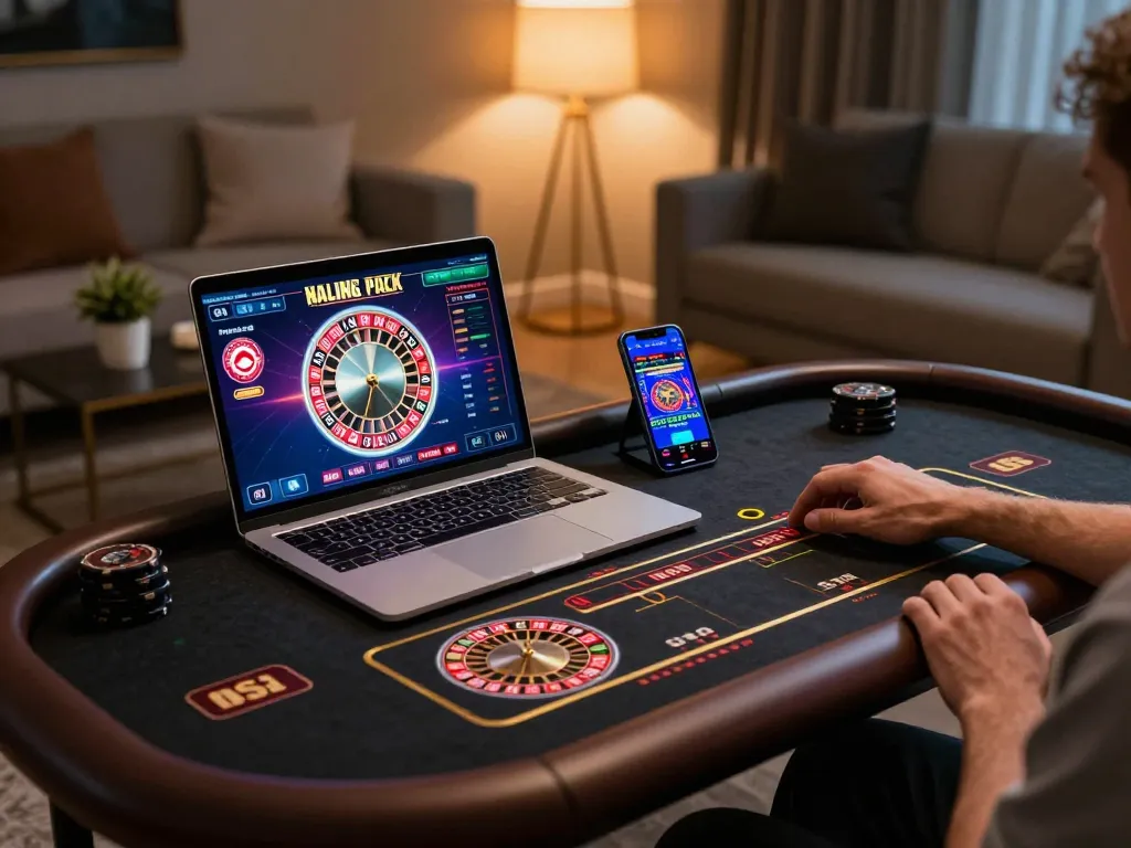 Engage with GG88's online casino gaming setup showcasing roulette and live dealer excitement.