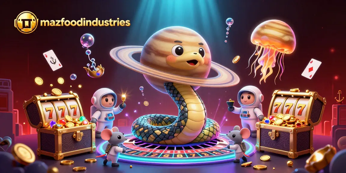 Experience gaming excitement with mazfoodindustries, featuring a cosmic slot scene with vibrant interactions.