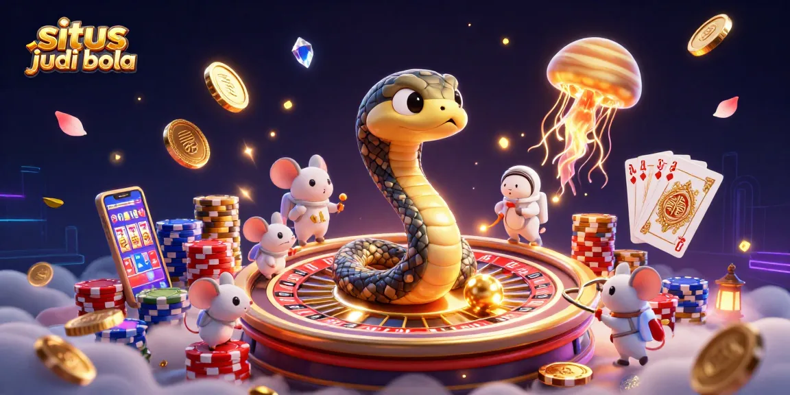 Experience exhilaration at situs judi bola with a playful cosmic scene featuring a roulette wheel and astronaut mice.