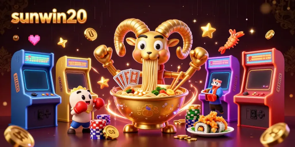 Join the fun at sunwin20 with a vibrant 3D casino scene featuring unique characters and games.