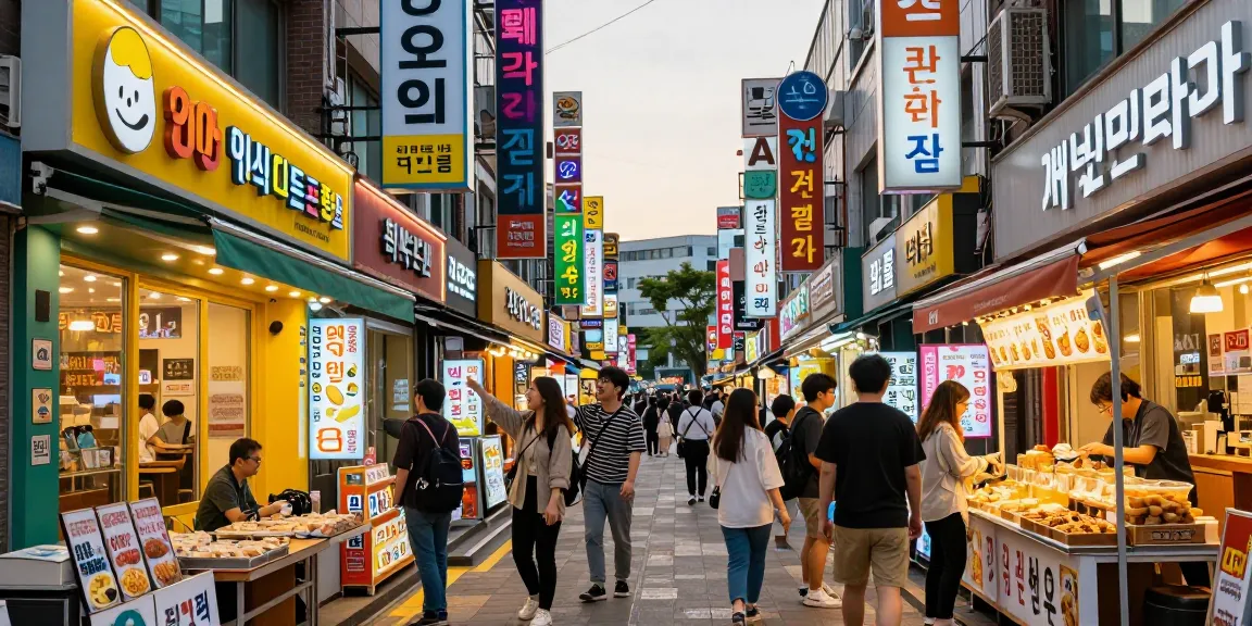 인천쓰리노 지역의 활기찬 야경과 다양한 유흥업소의 모습, 친구들이 즐겁게 탐방 중입니다.