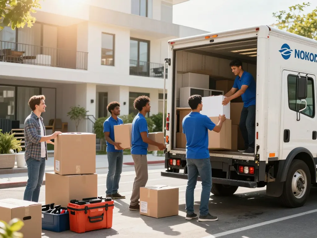 Effizientes Team von Umzugsunternehmen Hannover lädt Kartons in einen Umzugswagen für einen stressfreien Umzug.