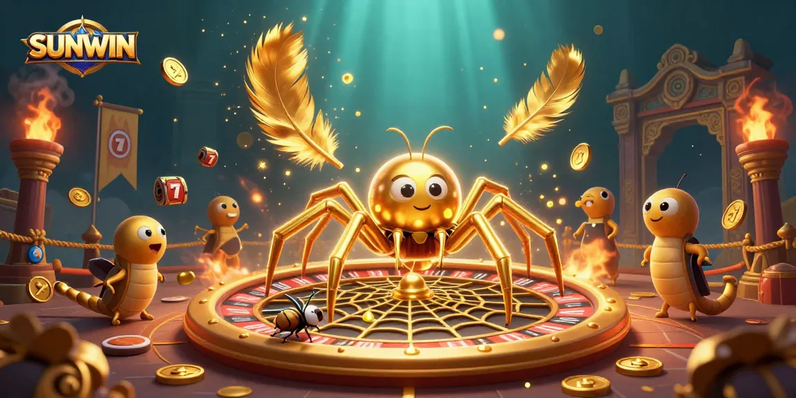 SUNWIN engages players with a 3D spider spinning a roulette web, capturing the excitement of casino bets.