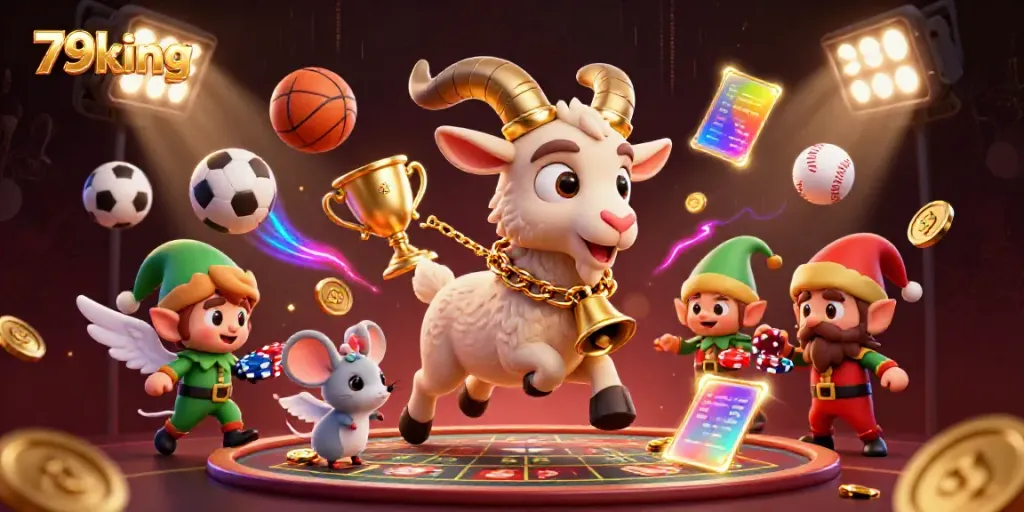 79king interactive scene with Krampus and festive elements showcasing casino excitement and players engaged