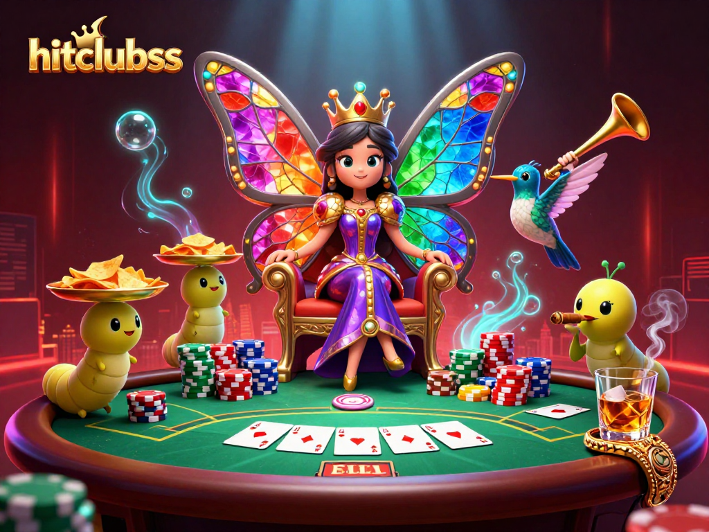 Experience the enchanting world of hitclubsbs with vibrant poker action in a dazzling 3D illustration.