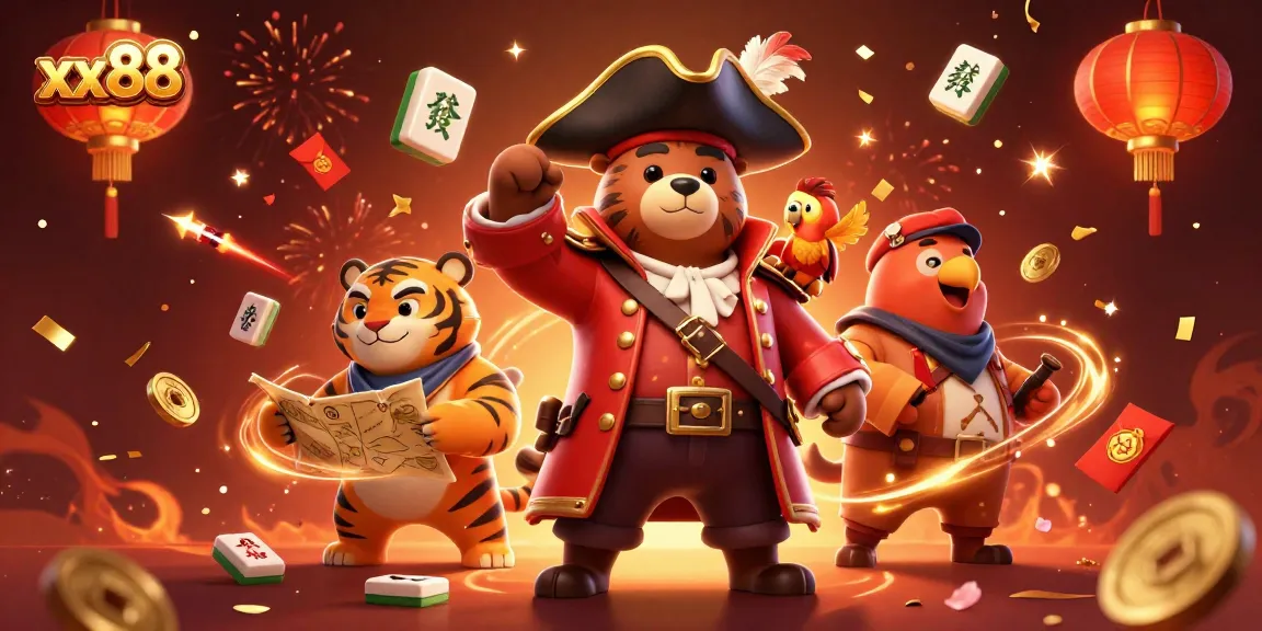 Engage with the vibrant action at xx88 as a pirate bear and fierce tiger explore the treasure map.