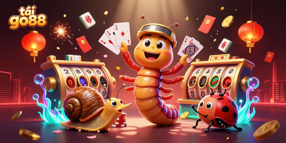 Immerse in the excitement of tải go88, featuring an animated scene of casino characters with vibrant game elements.