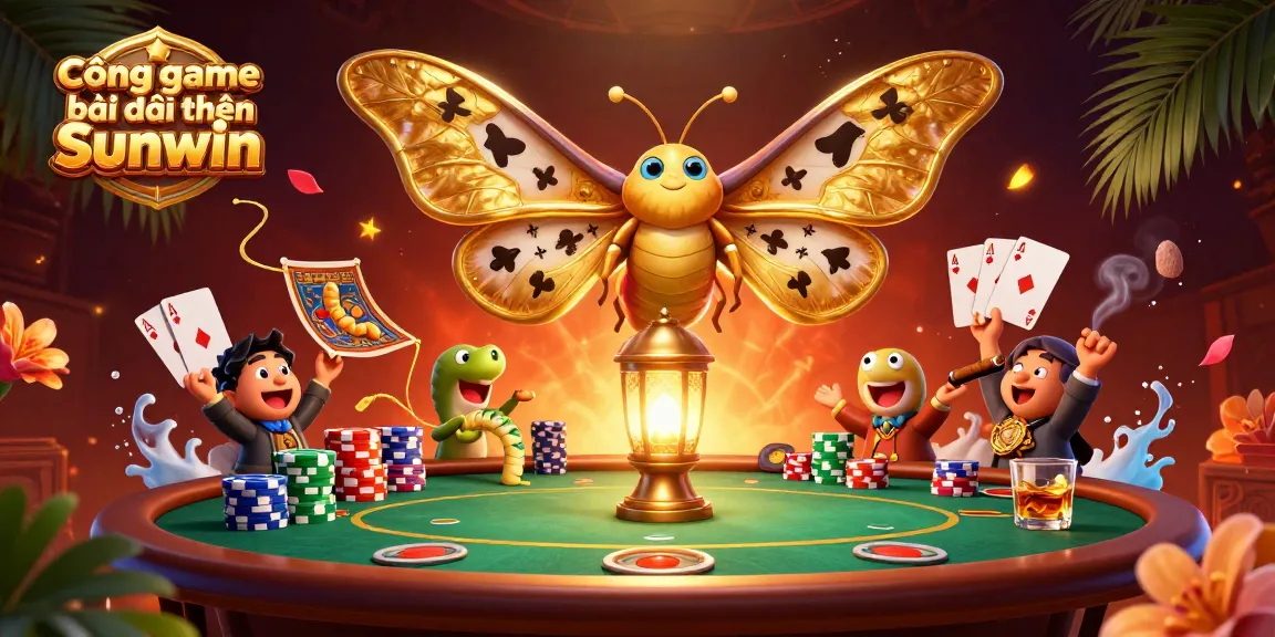 Engage with the thrilling Cổng game bài đổi thưởng Sunwin illustrated in a vibrant 3D rendering featuring a majestic moth.