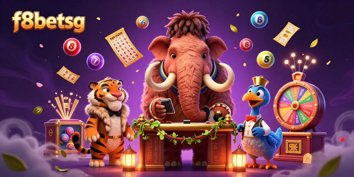 Experience the excitement of f8betsg with vibrant lottery elements and cartoon characters in a lively casino scene.