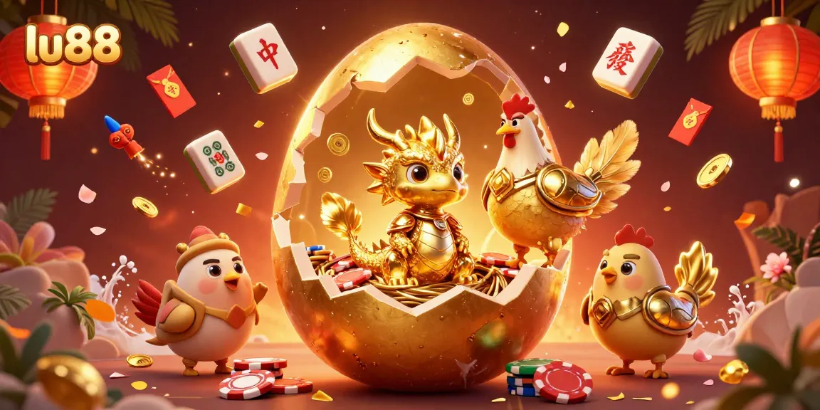 Experience winning moments with lu88 in this vibrant 3D illustration of golden gaming elements.