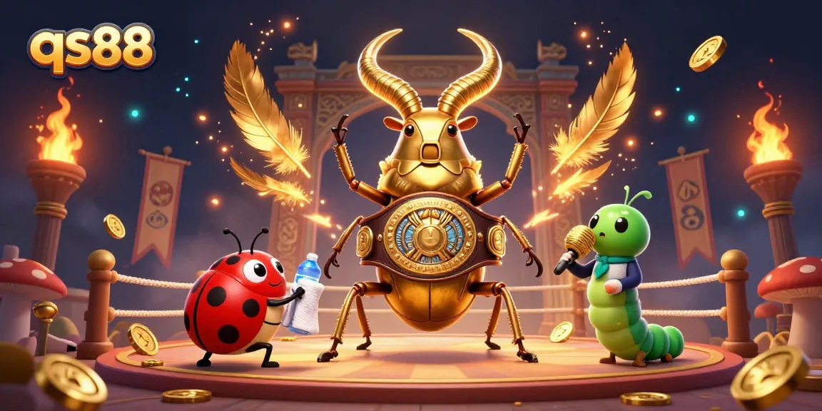 Experience excitement with qs88 as the golden stag beetle champions the casino arena.