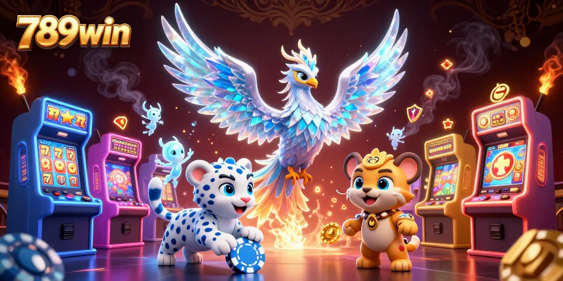 Experience thrilling gameplay at 789win with vibrant casino elements surrounding dynamic characters.