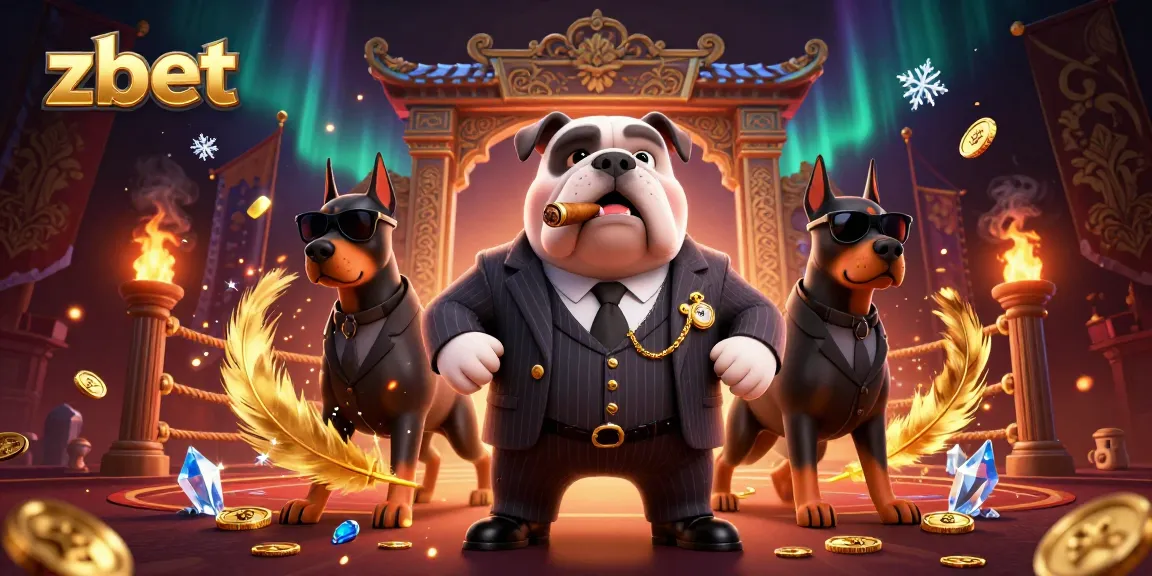 Experience thrilling gameplay with zbet's action-packed gambling scene featuring a mafia bulldog.