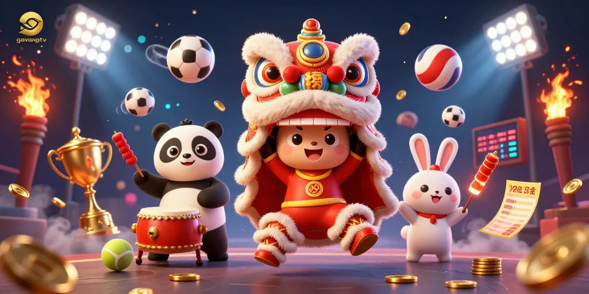 Experience thrilling sports betting action with gavangtv's dynamic scene of playful animated characters.