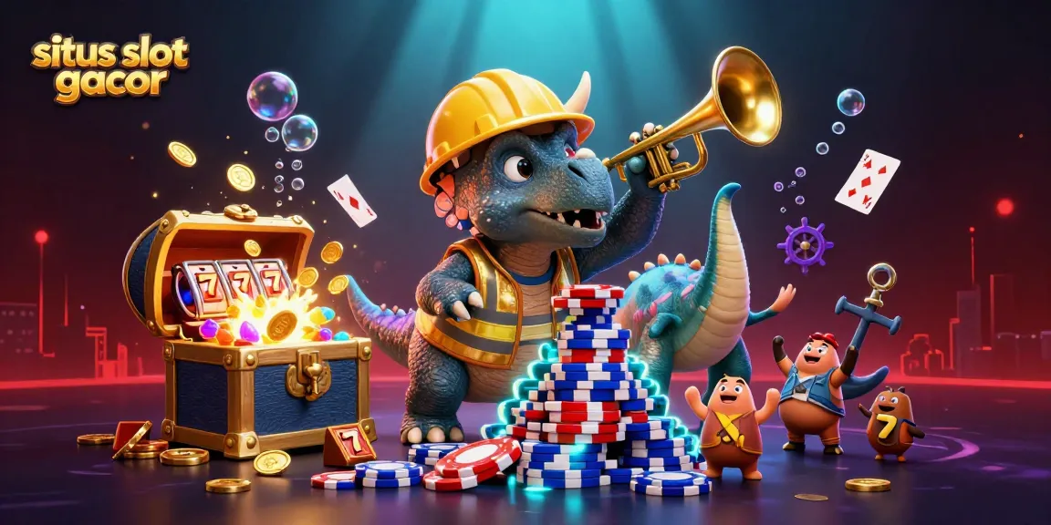 Join the excitement at situs slot gacor with a colorful 3D interactive casino illustration filled with fortune symbols.