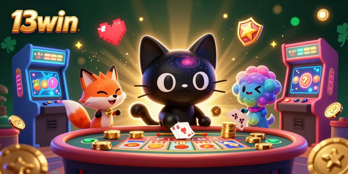 Experience the thrill of winning at 13win Casino with vibrant game elements and characters.