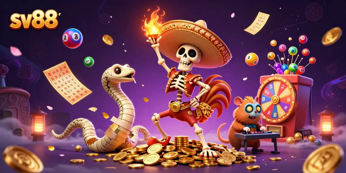 Engage with sv88's lively gaming experience featuring a dynamic 3D mariachi rooster on golden coins.