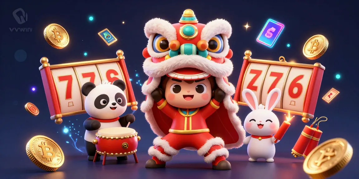Experience thrilling wins at vvvwin with energetic lion dance characters amid slot game excitement.
