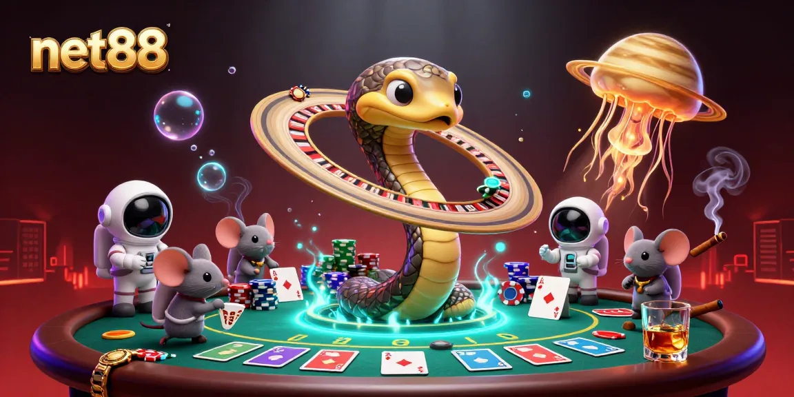 Experience exciting cosmic betting action at net88 with a colorful 3D casino scene featuring playful astronaut mice.