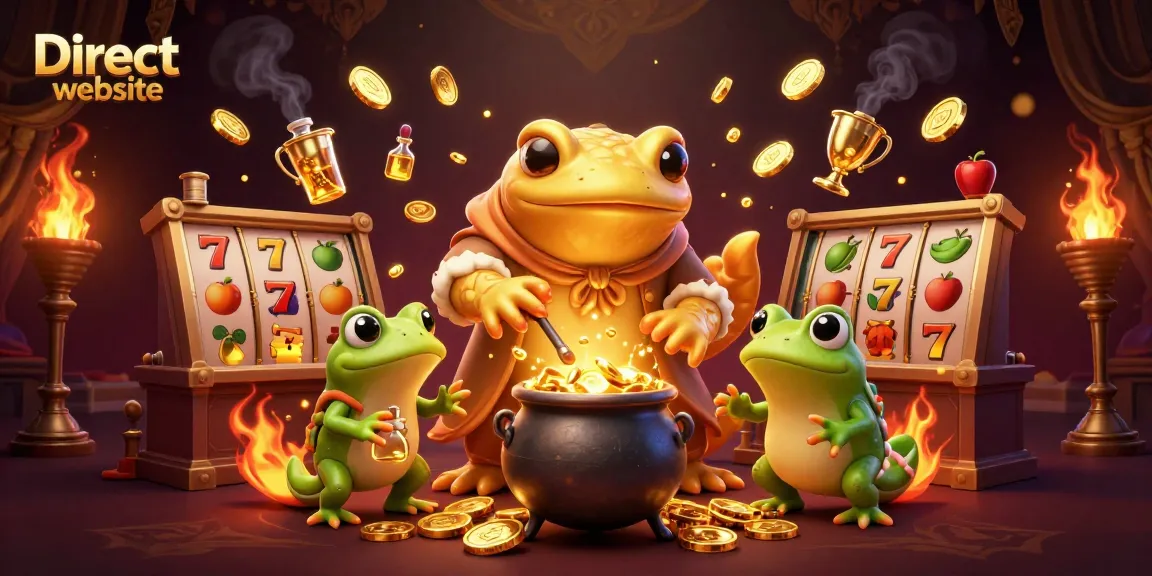 Engage with the excitement of the Direct website, featuring vibrant slot reels and golden coins.