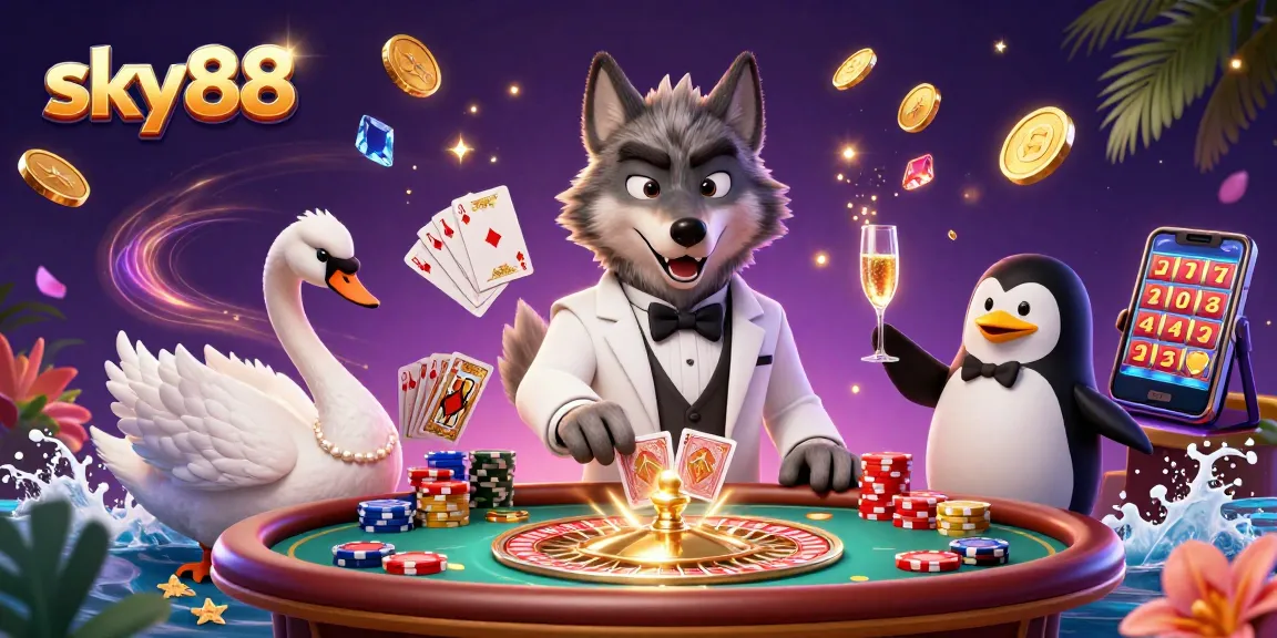 Engage with thrilling casino action at sky88 with vibrant characters and game elements