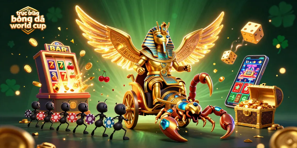 Experience trực tiếp bóng đá world cup with vibrant 3D illustration of dynamic gambling elements.