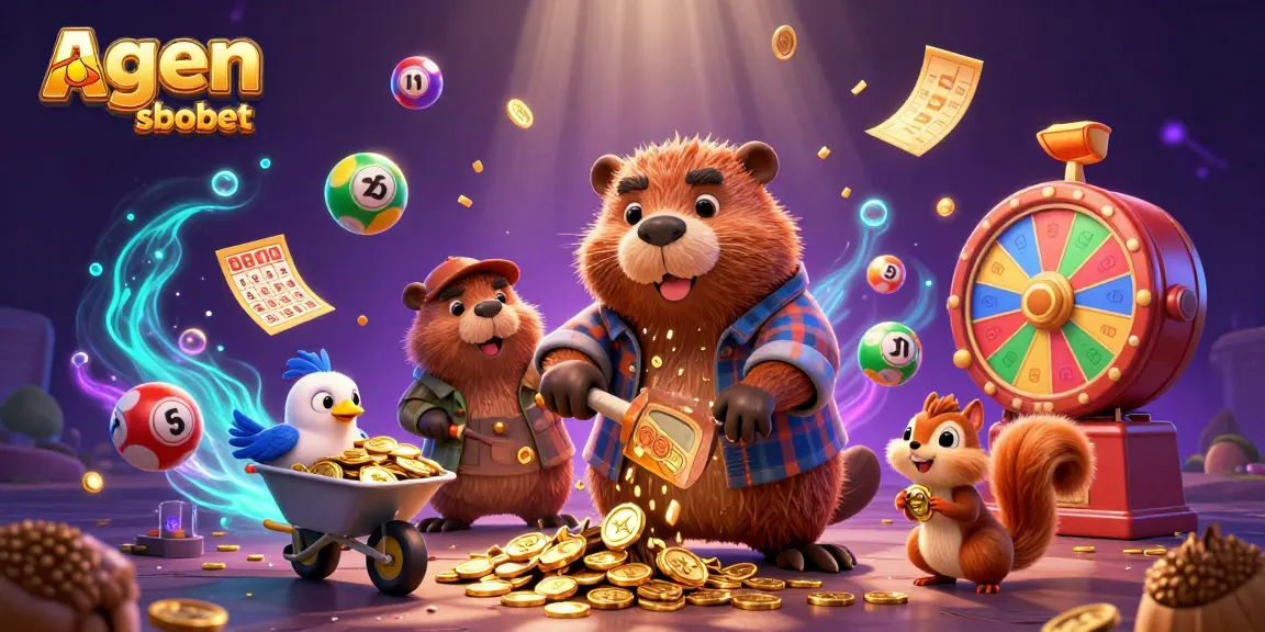 Experience thrilling agen sbobet gameplay with dynamic characters amidst a rain of golden coins.