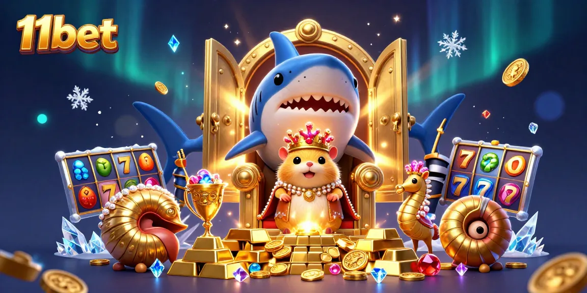 Engage in exciting gameplay with the golden hamster king in 11bet's vibrant 3D illustration.