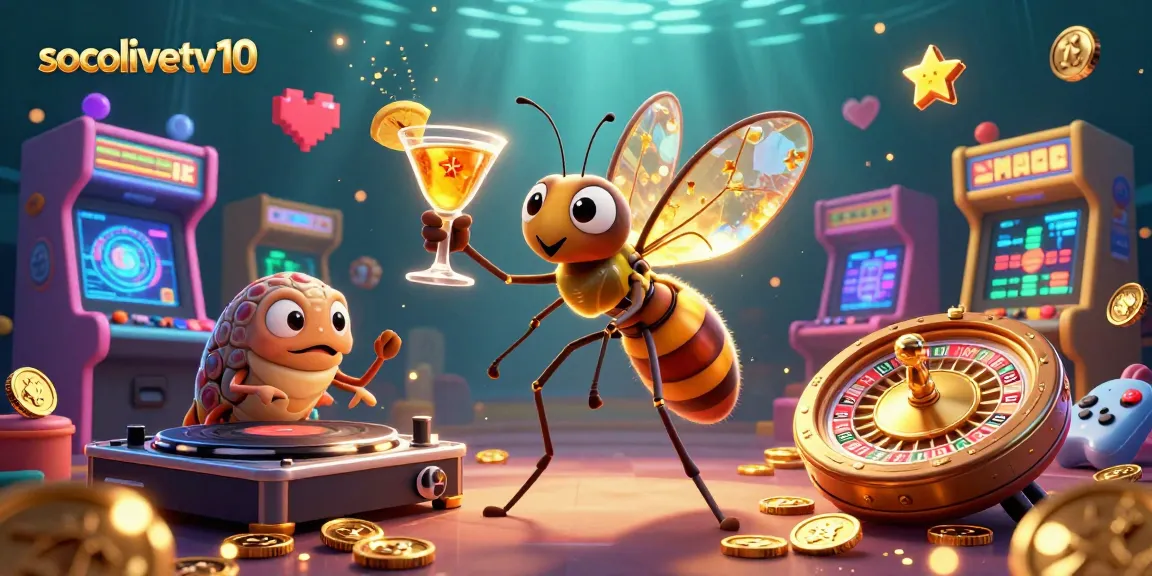 Experience the excitement of socolivetv10 with an energetic casino scene filled with vibrant gaming elements.