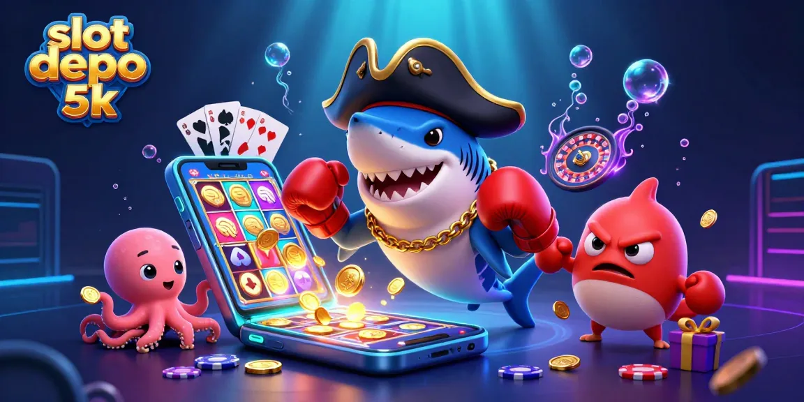 Experience the excitement of slot depo 5k with colorful characters and dynamic gaming elements in this vibrant scene.
